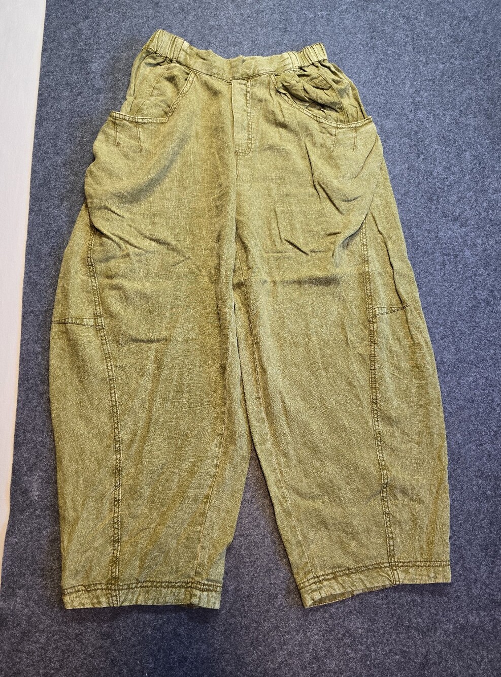Free People High Road Linen Barrel pants women's S green